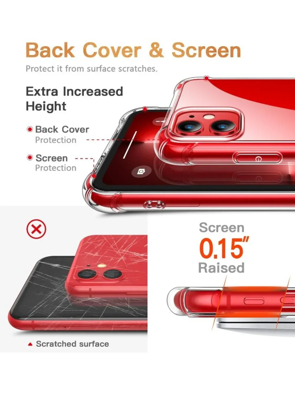 Clear Protective case Compatible with iPhone 11 Drop Protection non yellowing